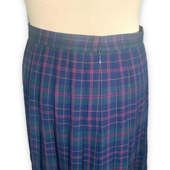 Vintage JHCollectibles Skirt Suit Double Breasted Blazer Wool Green Red Plaid - Picture 9 of 16